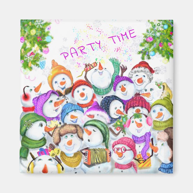 Aimant Joyeux Snowmans Joyeux cadeau d'aimant Noël (Devant)