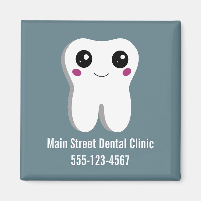 Aimant Joyeux sourire Dental Tooth Cute Business (Devant)