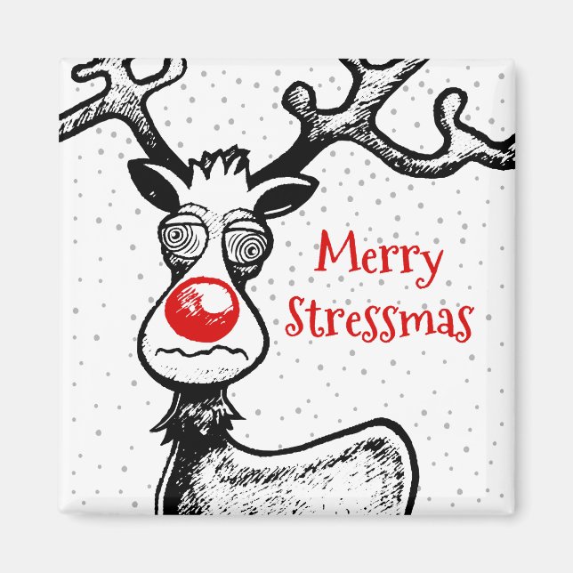 Aimant Joyeux Stress Noël avec Rudolph le renne (Devant)