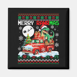 Aimant Joyeux Sweat de Noël Père Noël T-rex sur Camion Ck