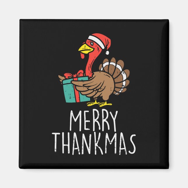 Aimant Joyeux Thankmas Santa Fête de la dinde Jour de Tha (Devant)