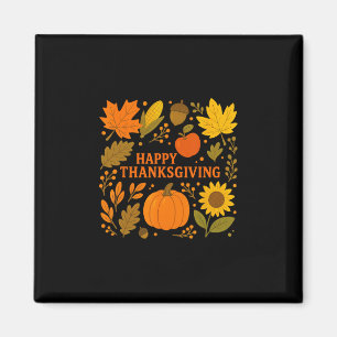 Aimant Joyeux Thanksgiving Citrouille Feuilles d'automne