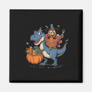 Aimant Joyeux Thanksgiving Enfants Dinde Drôle à Cheval s