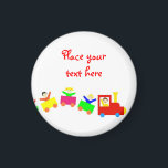 Aimant Joyeux Train pour enfants<br><div class="desc">Train plein d'enfants heureux. Grand espace de copie. Parfait comme carte de voeux ou invitation aux fêtes et anniversaires. Le bonheur,  l'amitié,  le concept de joie.</div>