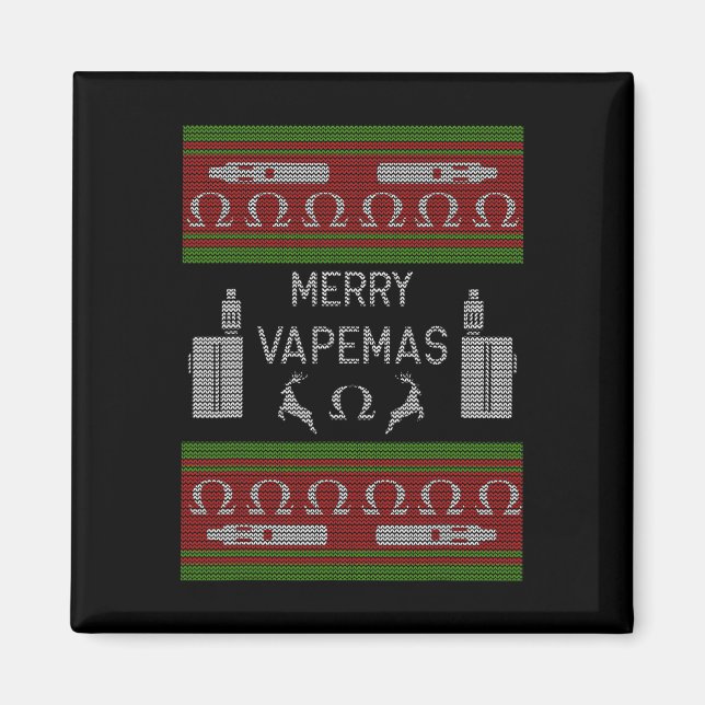 Aimant Joyeux Vapemas - Vapeur Vaping laide de Noël (Devant)