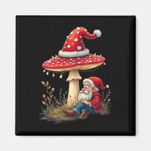 Aimant Joyeux Vintage Noël Gnome Champignons Père Noël