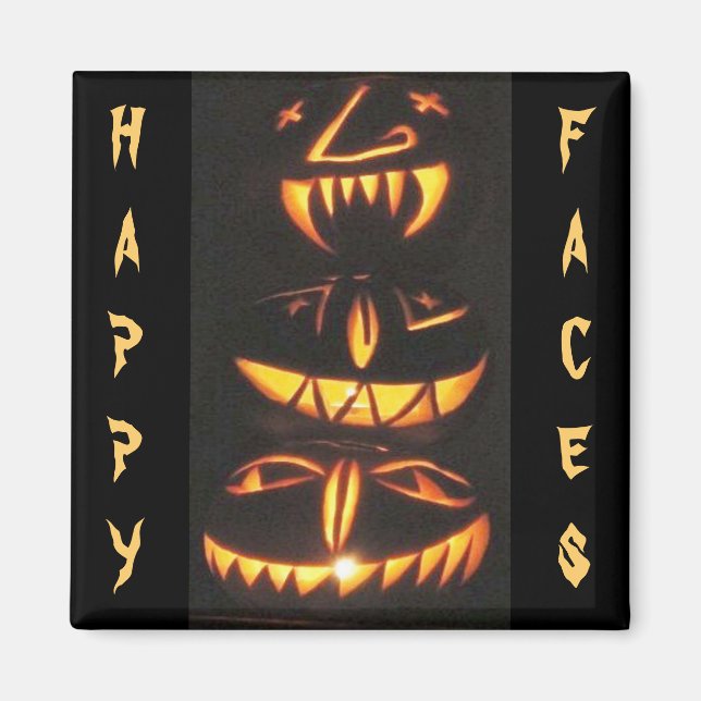 Aimant Joyeux visages Jack o'Lantern (Devant)
