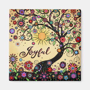 Aimant Joyeux Whimsical tendance arbre coloré inspirant