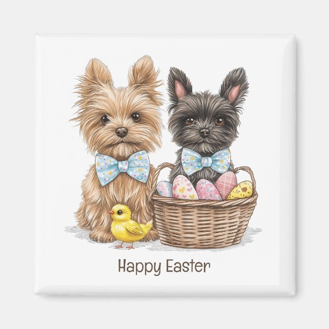 Aimant Joyeux Yorkshire Terrier Chiens de Pâques (Devant)