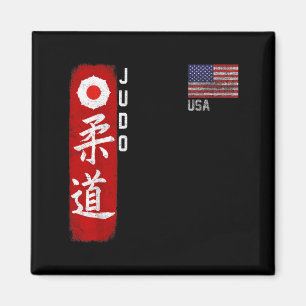 Aimant Judo USA Drapeau Américain Judoka Dojo Art Martial