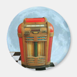 Aimant Jukebox antique et pleine lune bleue
