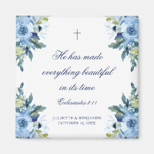 Aimant Juliette Dusty Blue Floral Christian Wedding Favor