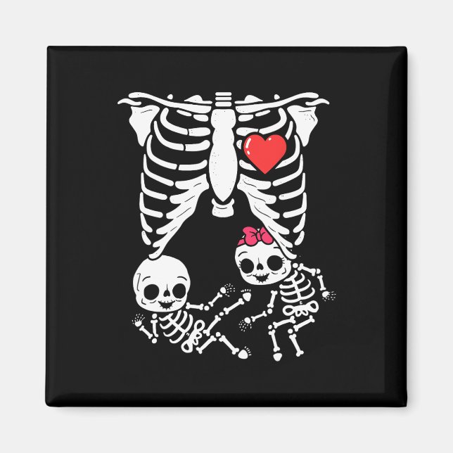 Aimant Jumeaux d'Halloween Annonce de Grossesse Drôle Ske (Devant)
