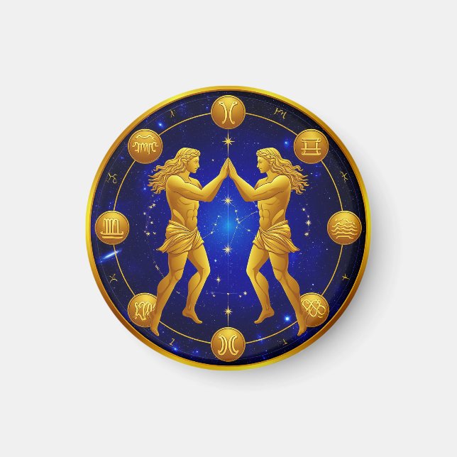 Aimant Jumeaux Gémeaux Dans Un Cercle Cosmique (Devant)