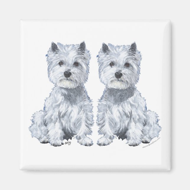 Aimant Jumeaux West Highland White Terrier (Devant)