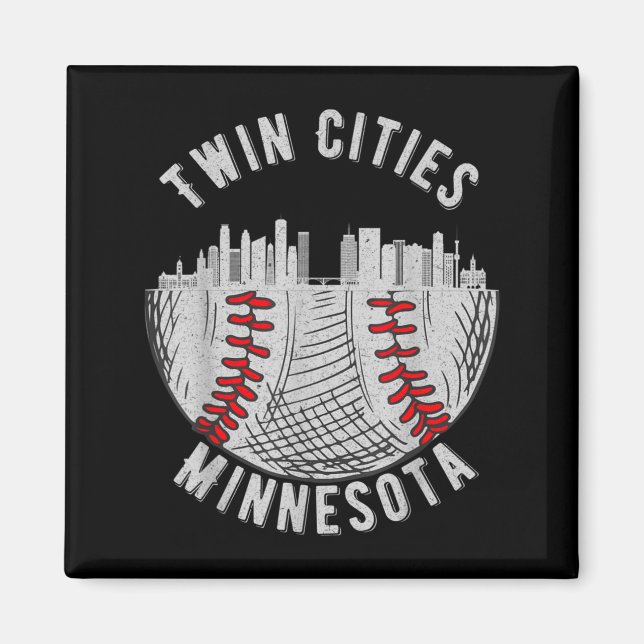 Aimant Jumelles villes cool Minnesota Mn Baseball Skyline (Devant)