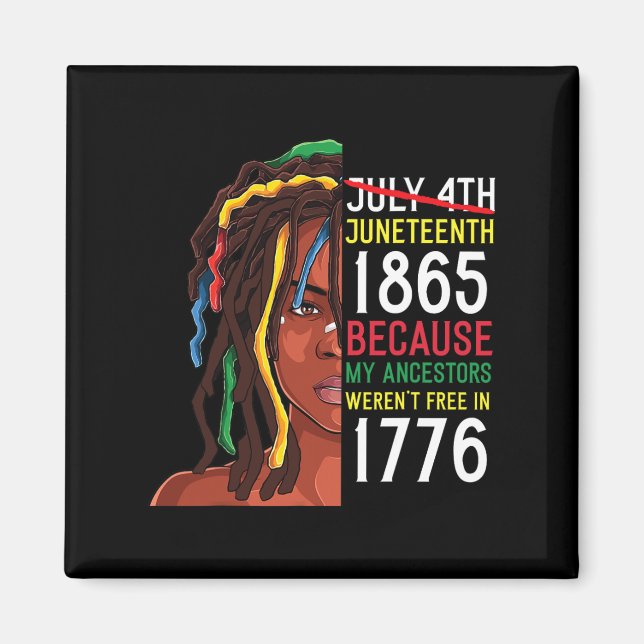 Aimant Junetdix Day Ancestors Gratuit 1776 Juillet 4 Noir (Devant)