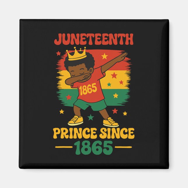 Aimant Juneteenth 1865 Groovy Prince Tout-Petit Dab Boy L (Devant)
