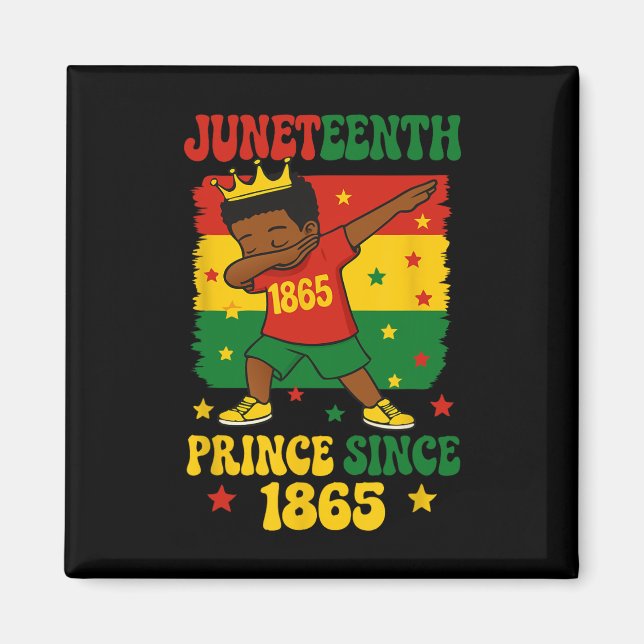 Aimant Juneteenth 1865 Groovy Toddler garcon qui fait dab (Devant)