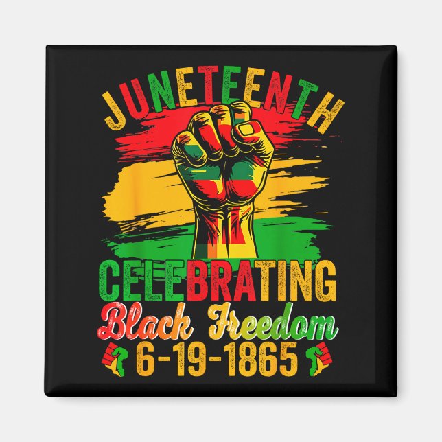 Aimant Juneteenth célébrant la liberté noire 1865 hommes (Devant)