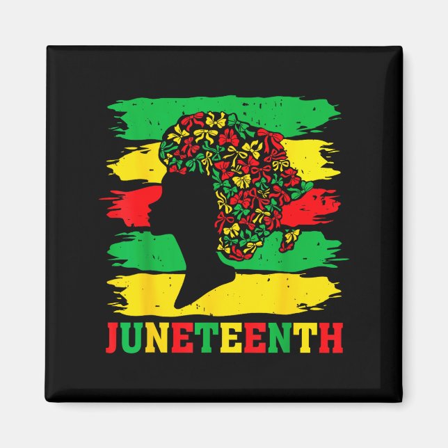 Aimant Juneteenth femmes noires afro coquette noeud cheve (Devant)