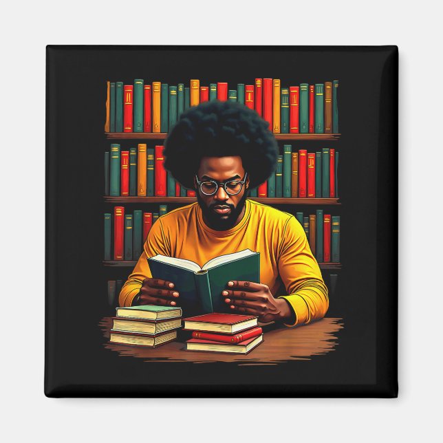 Aimant Juneteenth homme noir lisant des livres  (Devant)