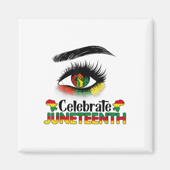 Aimant Juneteenth pour femmes enfants hommes Mois de l'hi (Devant)