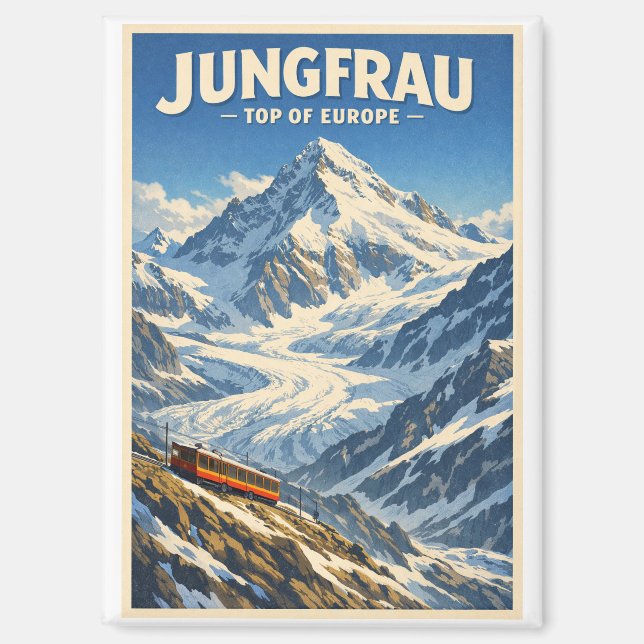 Aimant Jungfrau, Suisse, dans un classique rétro  (Recto)