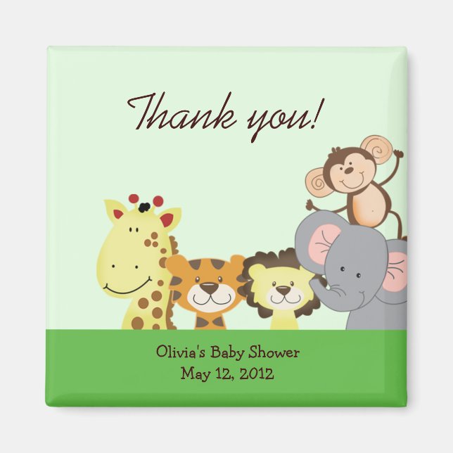 Aimant Jungle Zoo fête Anniversaire Baby shower Favoriser (Devant)