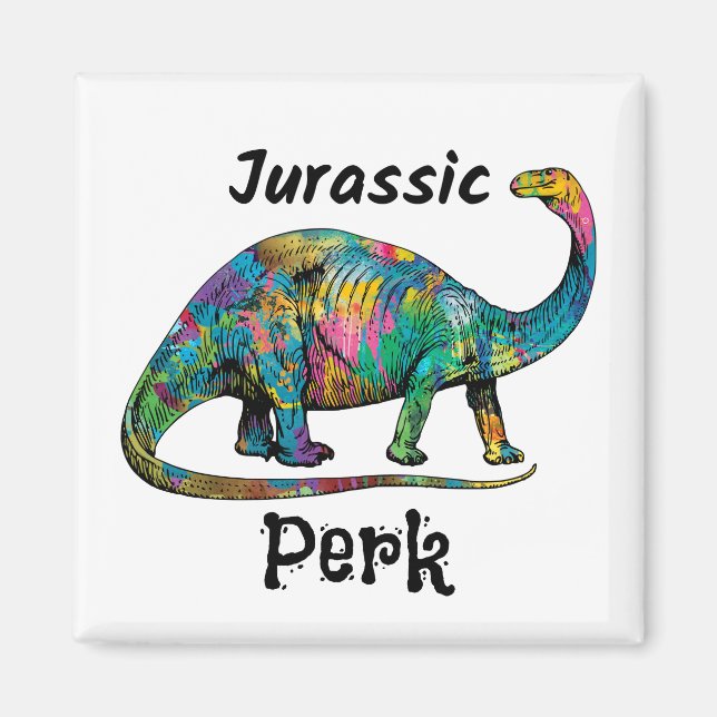 Aimant Jurassic Perk Dinosaure Coloré Blanc (Devant)