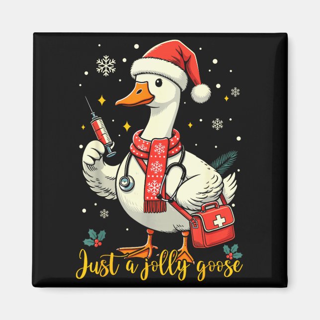 Aimant Just A Jolly Goose Nurse Christmas Funny Goose Nur (Devant)