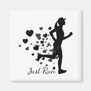 Aimant Just Run Fun Love Running Heart