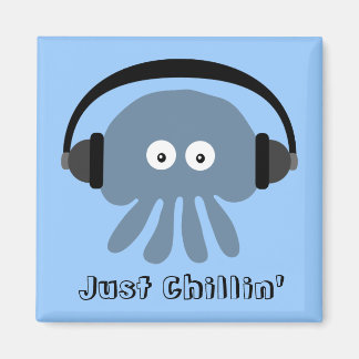 Aimant Juste Chillin' Blue Jellfish avec casques