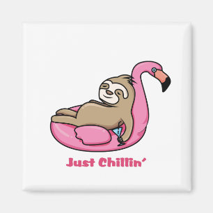 Aimant JUSTE CHILLIN' - Flamant rose rose et paresseux