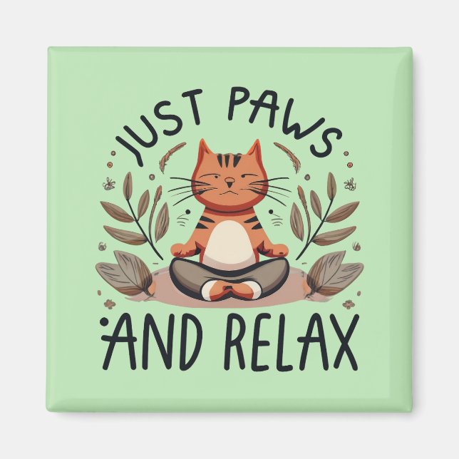 Aimant Juste des pattes et relaxer Yoga Cat (Devant)