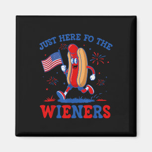 Aimant Juste ici pour les saucisses Funny Hot Dog 4 juill