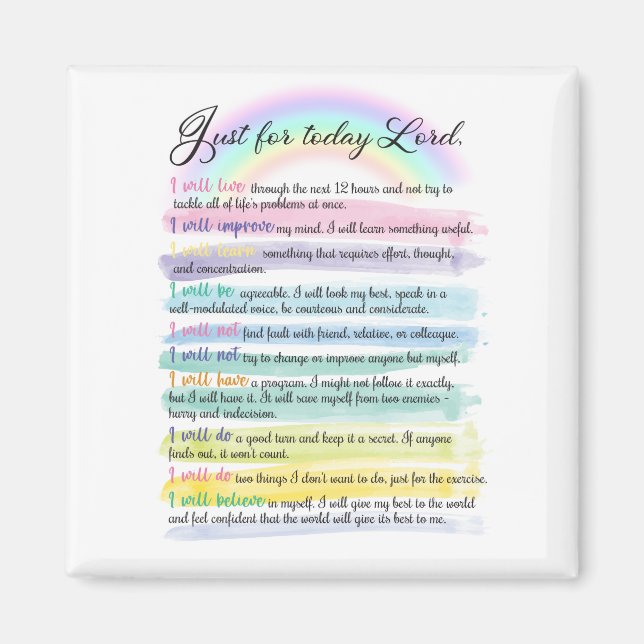 Aimant Juste pour aujourd'hui, Seigneur (Devant)