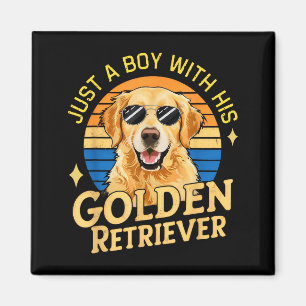Aimant Juste Un Garçon Et Ses Golden Retrievers Filles Qu