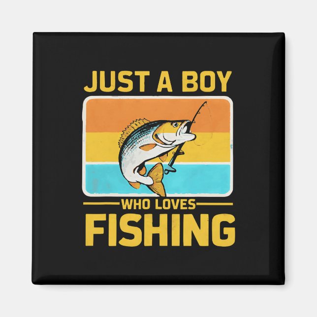 Aimant Juste un garçon qui aime la pêche drôle B Fish Fis (Devant)