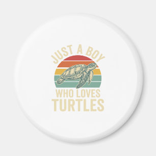 Aimant Juste un garçon qui aime les tortues Vintage Turtl