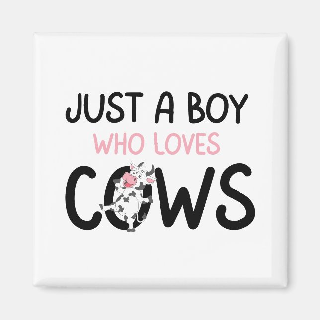 Aimant Juste un garçon qui aime les vaches Ferme de vache (Devant)