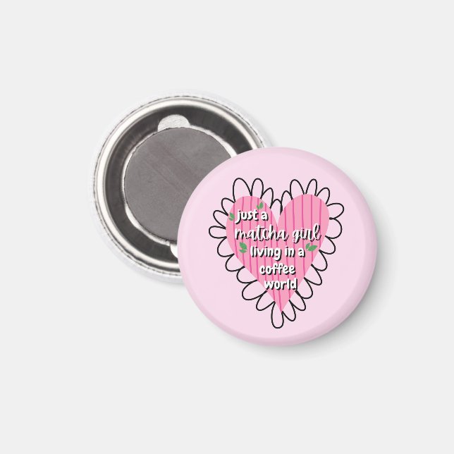 Aimant Juste une fille Matcha cœur esthétique – Rose Mign (Recto/Verso)