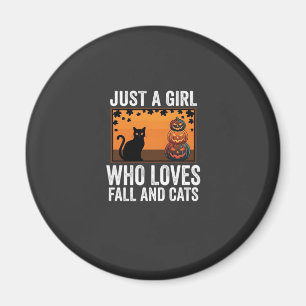 Aimant Juste une fille qui aime l'automne et les chats_1