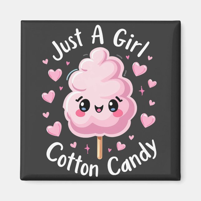 Aimant Juste une fille qui aime le bonbon de coton (Devant)