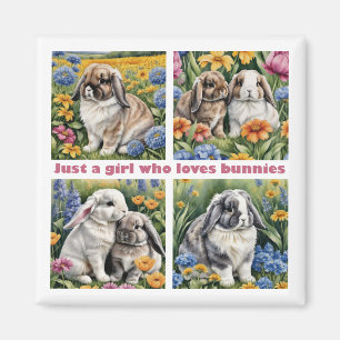 Aimant Juste une fille qui aime le réfrigérateur de lapin