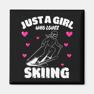 Aimant Juste une fille qui aime le ski, amoureuse du ski