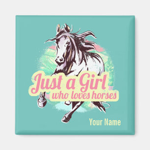 Aimant Juste Une Fille Qui Aime Les Chevaux Aquarelle Vin