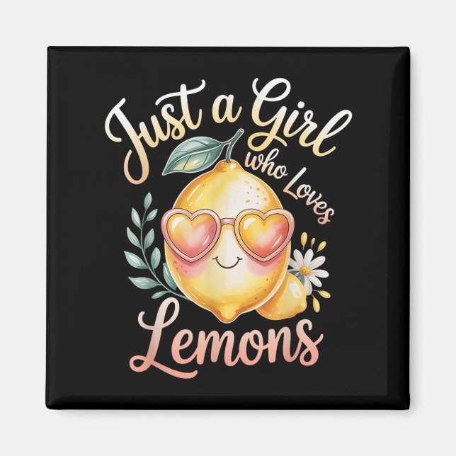 Aimant Juste une fille qui aime les citrons femmes filles (Devant)