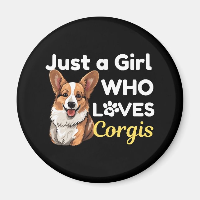 Aimant Juste une fille qui aime les Corgis (Devant)