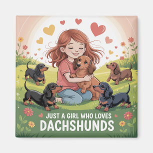 Aimant Juste Une Fille Qui Aime Les Dachshunds